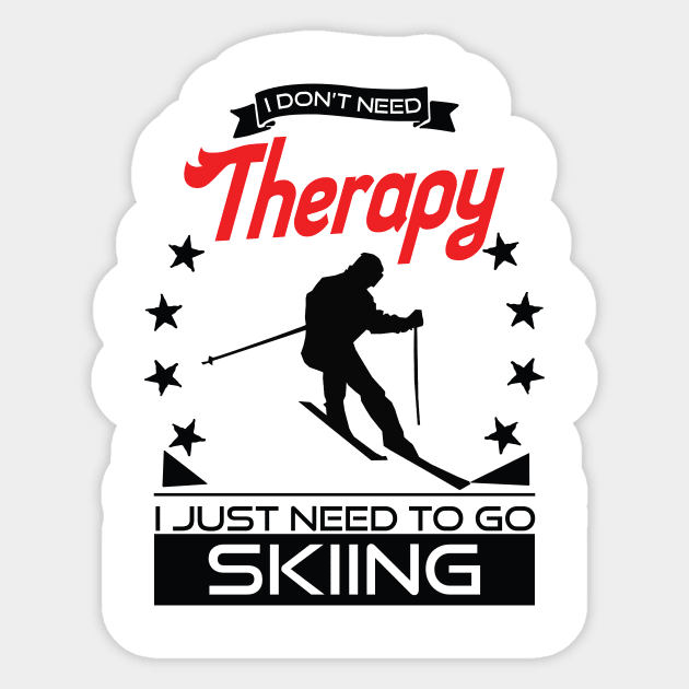 Skiing - Better Than Therapy Gift For Skiers Sticker by OceanRadar